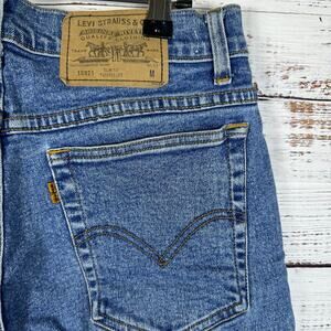 VTG 90s Levis Slim Fit Tapered Leg Blue Denim Jeans 15921 Orange Tab Womens 14M